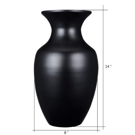 HASTINGS HOME Hastings Home Handcrafted 14 inch Tall Decorative Glazed Urn Bamboo Vase for Plants (Black) 844449ZUN